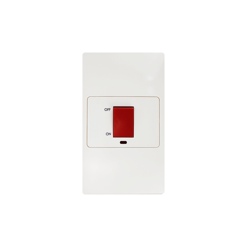 สวิตช์ DP พลาสติก 45A 250V 1 แก๊งพร้อมนีออน (3x6) HK6345SN-36